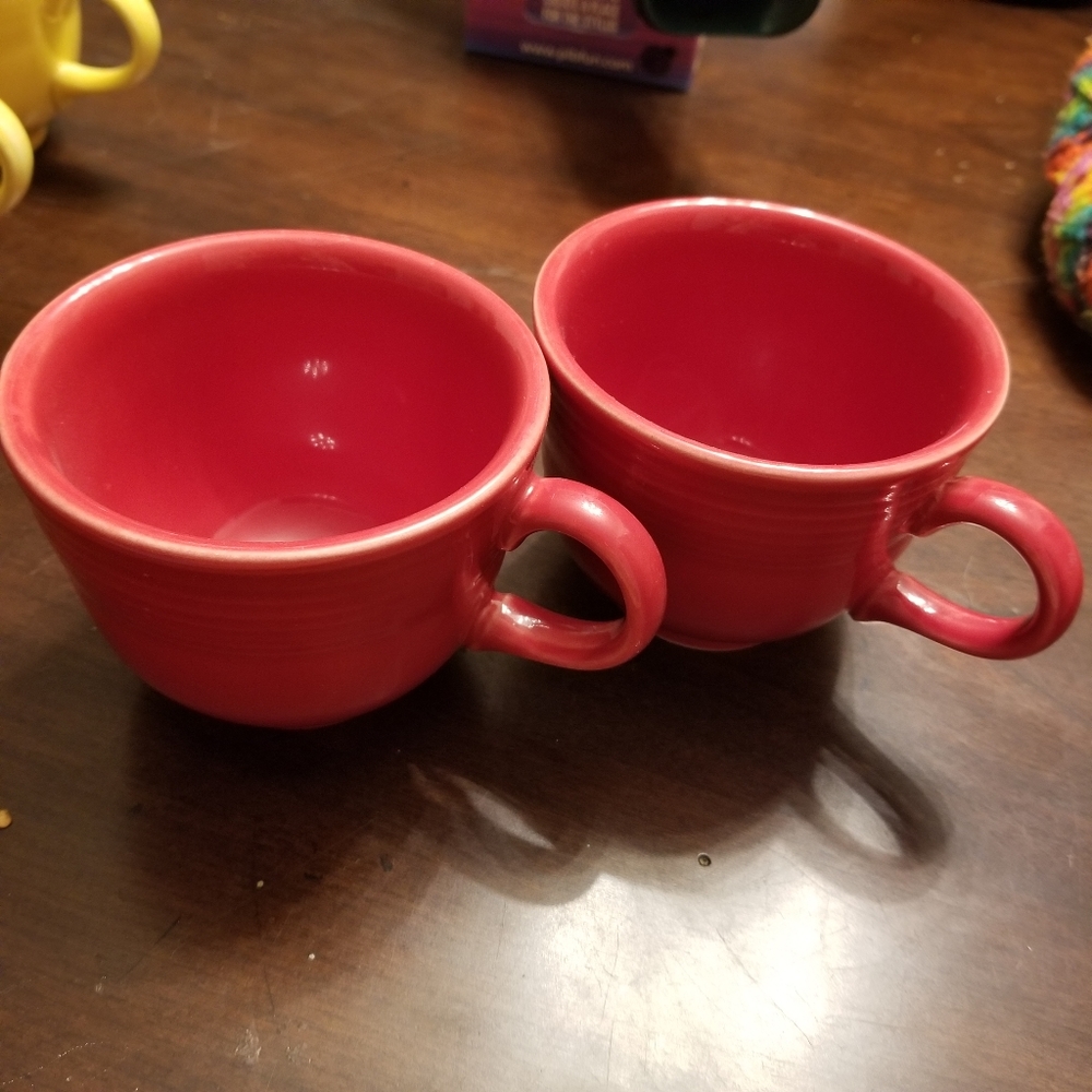 2 Fiesta Red,cinnamon coffee cups. Excellent condition